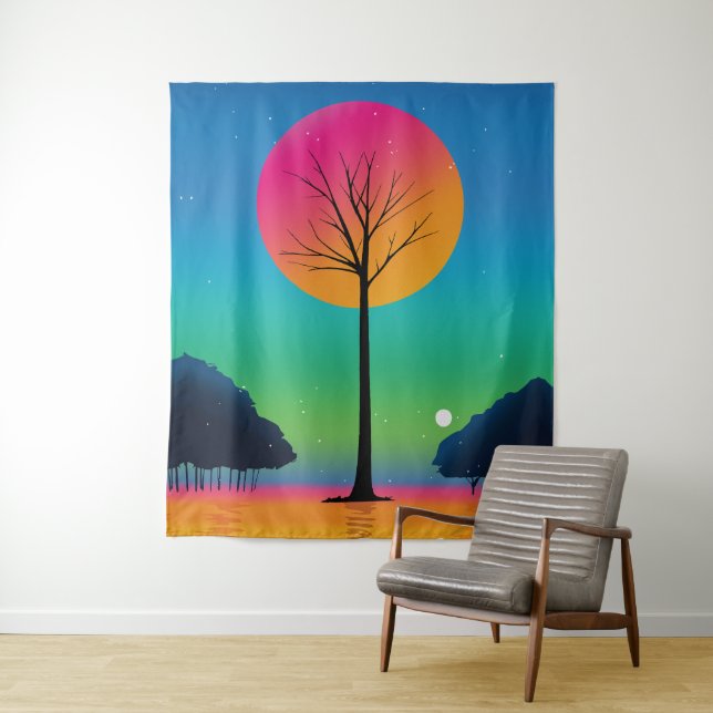 Tapiz Árbol vivo bajo un cielo cocoiris (In situ)