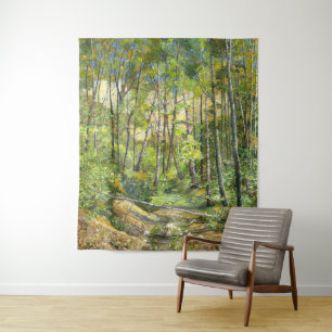 Tapiz arbolar pintura acuarela sobre seda