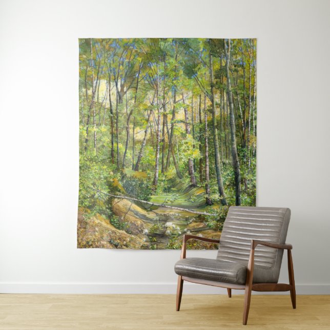 Tapiz arbolar pintura acuarela sobre seda (In situ)