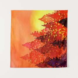 Tapiz Árboles acuáticos de Sunset cálidos