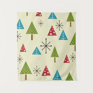 Tapiz Árboles navideños modernos de mediados de siglo