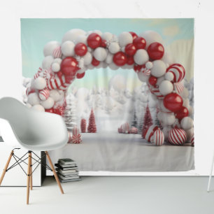 Tapiz Arco de Globos de Bastón de Caramelo de Navidad
