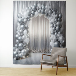 Tapiz Arco de globos tonos grises bonitos
