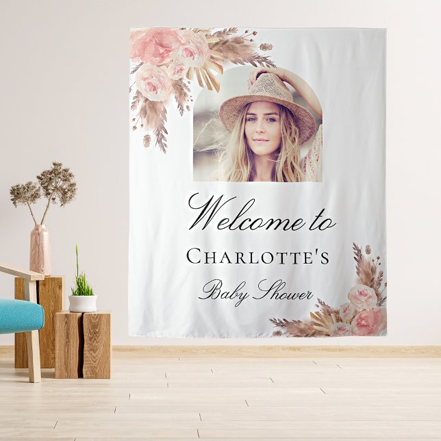 Tapiz Arco de hierba de pampas rosa pálido para baby sho (Subido por el creador)