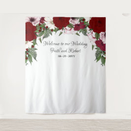 Tapiz Arco floral acuarela burgundy rubor verde