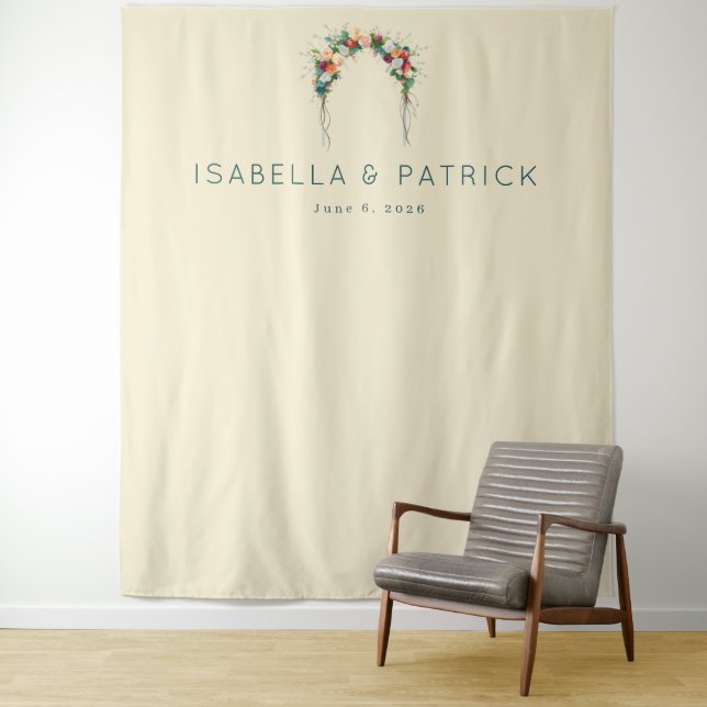 Tapiz Arco Floral Beige Sofisticado (In situ)