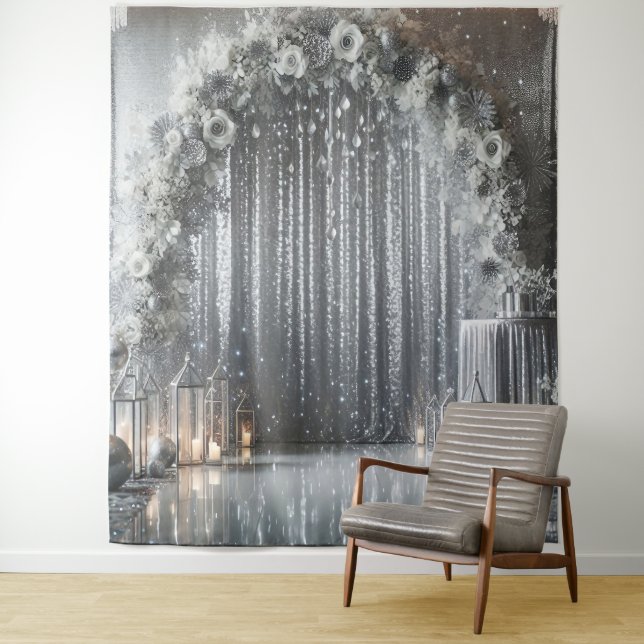 Tapiz Arco floral plateado de bonito (In situ)