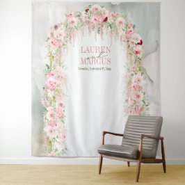 Tapiz Arco Floral Rústico Verde Salvia y Rosa