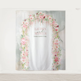 Tapiz Arco Floral Verde Salvia Rústico y Rosa