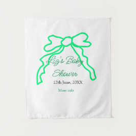 Tapiz arco verde garabato baby shower añadir nombre fech