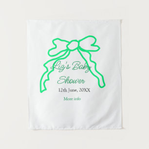 Tapiz arco verde garabato baby shower añadir nombre fech