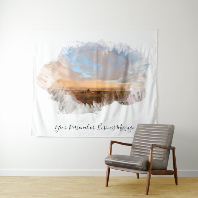 Tapiz *~* Arcoiris Beach Waves Ocean Artsy Floral AR11 (In situ (horizontal))
