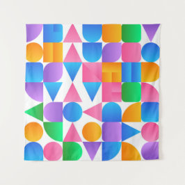 Tapiz Arcoiris de Synthwave Bauhaus #2 (rosa-azul-amaril