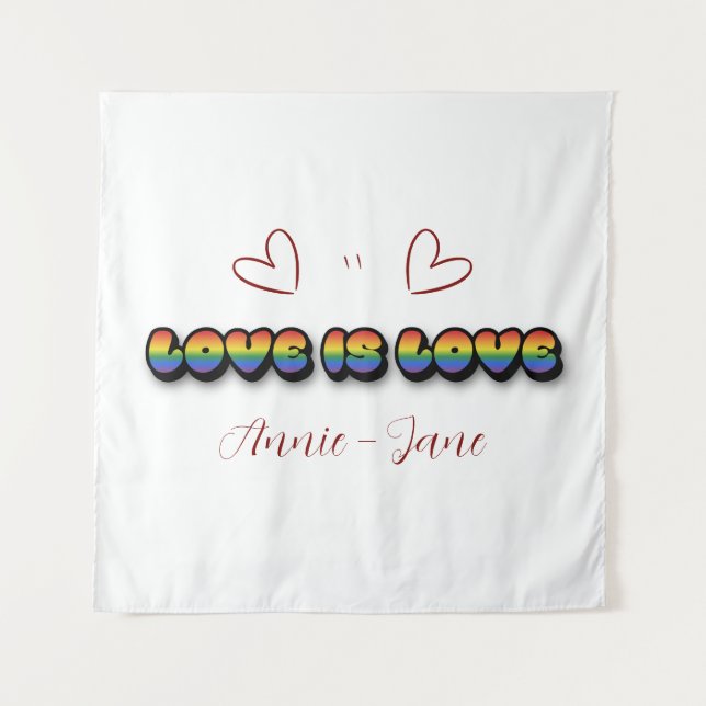 Tapiz arcoíris LGBTQ de Amor es Amor (Anverso)