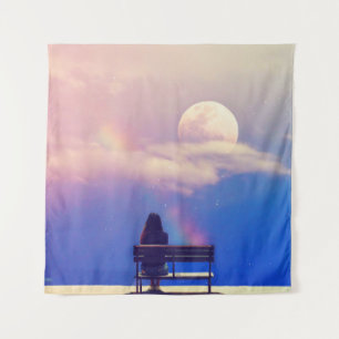 Tapiz Arcoiris lunar: Belleza Pastel Sky.