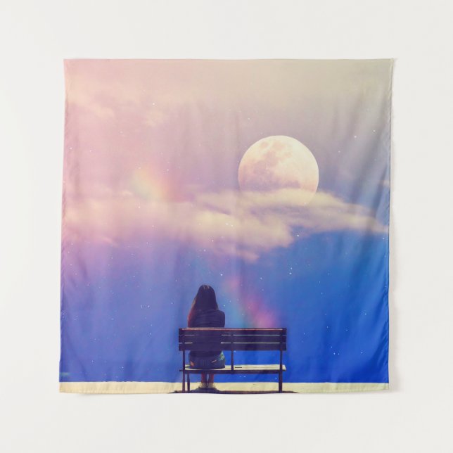 Tapiz Arcoiris lunar: Belleza Pastel Sky. (Anverso)