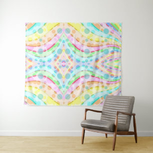 Tapiz Arcoiris pastel de cintas y burbujas