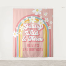 Arcoíris Retro Joven Salvaje Cumpleaños 3 Tres