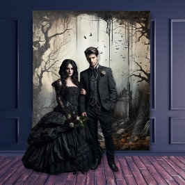 Tapiz Arcos y pájaros góticos de escena amorosa