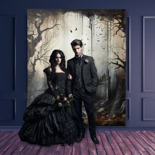 Tapiz Arcos y pájaros góticos de escena amorosa