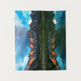 Tapiz Ardiente puesta de sol sobre las montañas en el la