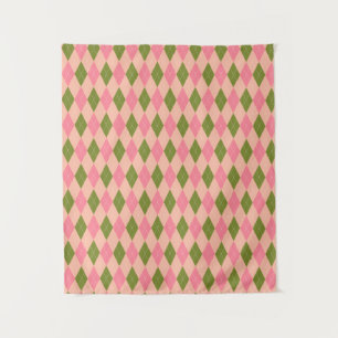 Tapiz Argel Preppy clásico en Bonito rosa y verde
