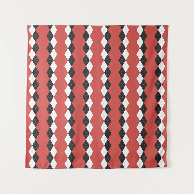 Tapiz Argyle plaid. Scottish pattern in white,  black an (Anverso)