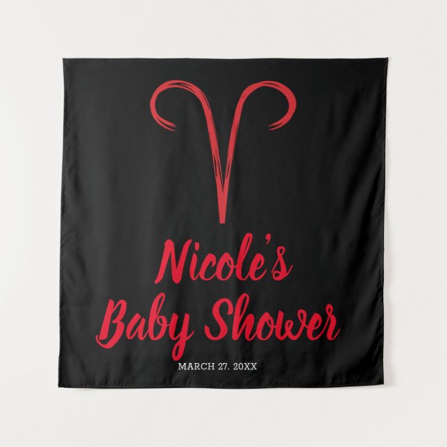 Tapiz ARIES Rótulo Rojo Astrología Zodiac Fiesta fondo (Anverso)