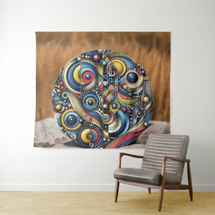 Tapiz Armonía Cósmica Arte Geométrico Diseño Circular