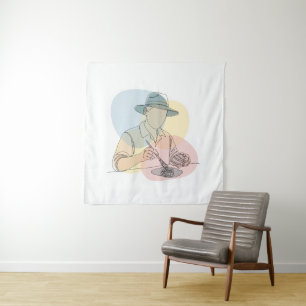 Tapiz Arqueólogo de una línea de arte continuo
