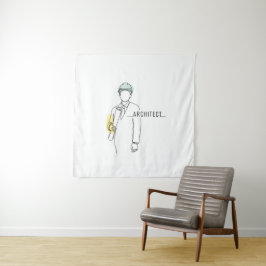 Tapiz Arquitecto simple de una línea de arte continuo