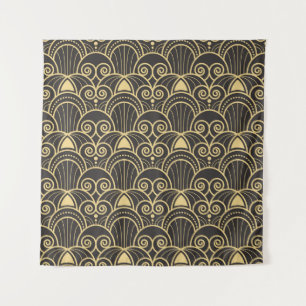Tapiz Art Deco: Baldosas Geométricas de Oro.