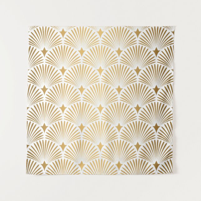 Tapiz Art Deco: Elegancia Oro-Blanco. (Anverso)
