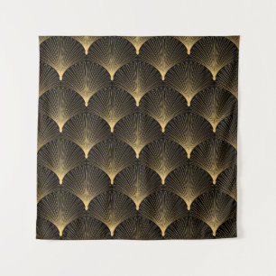 Tapiz Art Deco: patrón oro negro.