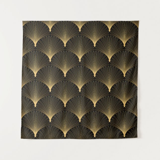 Tapiz Art Deco: patrón oro negro. (Anverso)