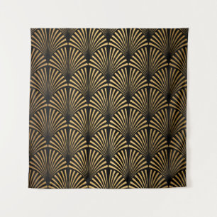 Tapiz Art Deco Pattern. Seamless black and gold backgrou