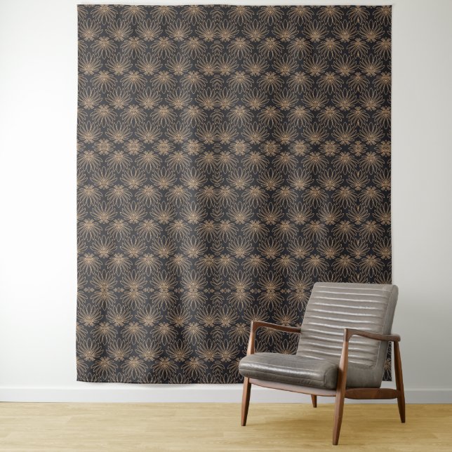 Tapiz Art Deco pattern with gold floral motifs  (In situ)