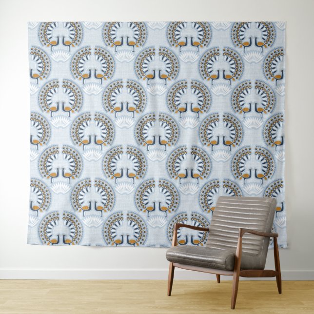 Tapiz Art Deco retro Peacock (In situ (horizontal))