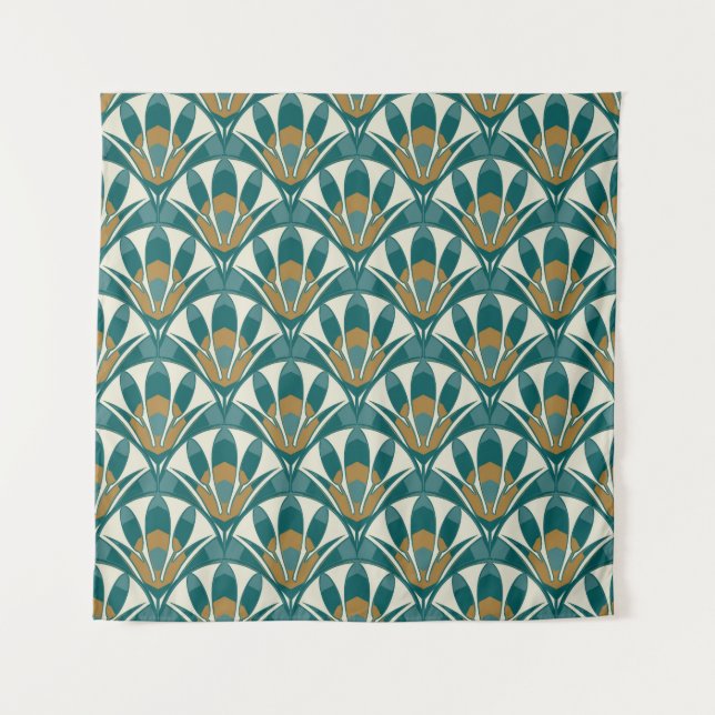 Tapiz Art deco seamless abstract floral pattern. Decor e (Anverso)