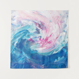 Tapiz Arte abstracto de pintura giratoria rosa y azul