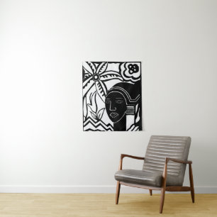 Tapiz arte abstracto de tinta negra en la jungla african