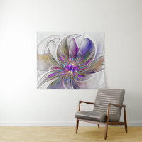 Arte abstracto fractal de flores enérgico y colori