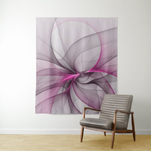 Tapiz Arte abstracto moderno caótico elegante rosa fract