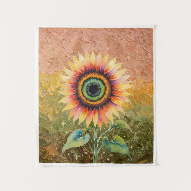Tapiz Arte abstracto moderno de girasol (Anverso)