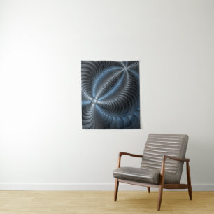 Tapiz Arte abstracto moderno fractal 3D gris azul plásti
