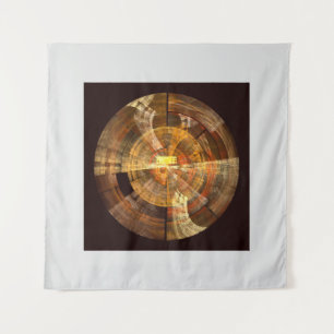 Tapiz Arte abstracto radial de integridad en tonos dorad
