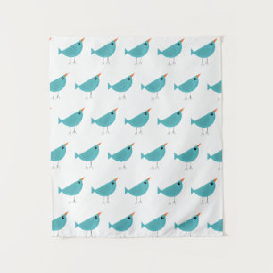 Tapiz Arte adorable y caprichoso de aves y naturaleza