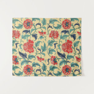 Tapiz Arte Antiguo Chinoiserie Floral Rojo Chino Nouveau