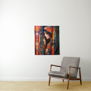 Tapiz Arte bohemio abstracto con texturas etéreas