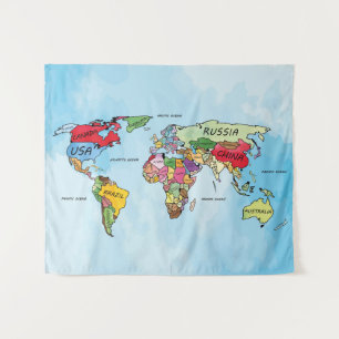 Tapiz Arte de acuarela del Mapa Mundial